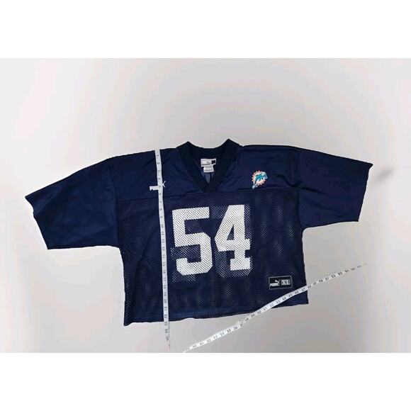 Vintage Puma Miami Dolphins Z Thomas N 54 Cropped Jersey Navy Sz XL - Picture 3 of 8
